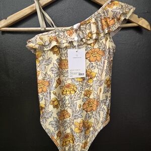 ZIMMERMANN ANDIE FRILL 1 SHOULDER 1PC-CREAM BLUE FLORAL